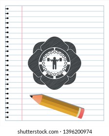 squat icon pencil emblem. Vector Illustration. Detailed.