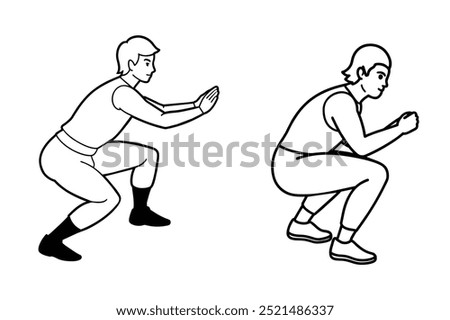 Squat jumps vector illustration icons