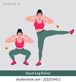 Squat Leg Raises exercise, Woman workout fitness, aerobic and exercises.