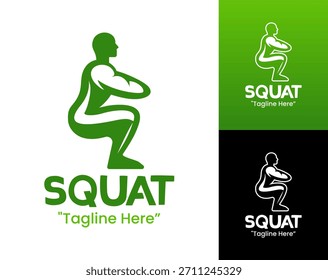 Ícone de postura de força energética do logotipo Squat