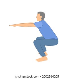 squat. man sport fitness. man pose on white background