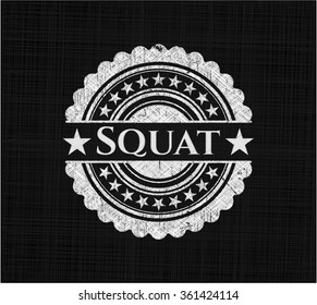 Squat on chalkboard