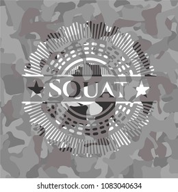  Squat on grey camouflaged pattern