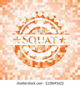 Squat orange mosaic emblem