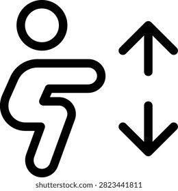 Squat Outline Icon, Leg Exercise Bodyweight Fitness Training