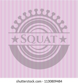 Squat pink emblem. Retro