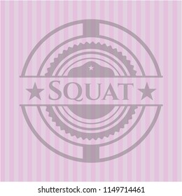 Squat realistic pink emblem
