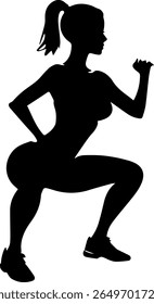 Squat Silhueta Feminina Workout Pose Vetor