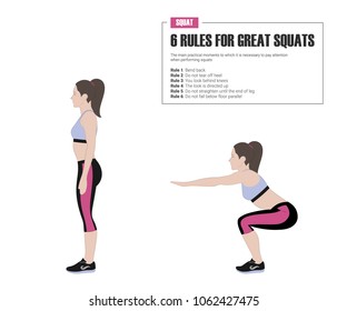 Squat Sport Exercises Stage Reles Squar Stock Vector (Royalty Free ...