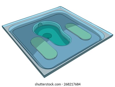 Squat Toilet Platform, Vector Illustration isolated on White Background.