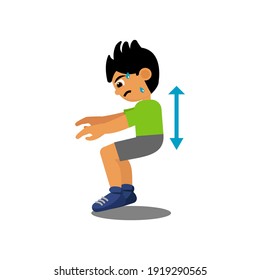 caricatura de entrenamiento en cuclillas de ilustración vectorial