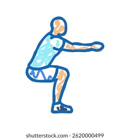 squats fitness exercício perna doodle ícone esboço vetor. squats fitness exercício perna sinal. símbolo isolado ilustração