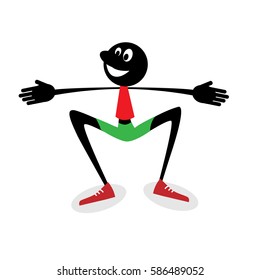 Squats man. Vector illustration.