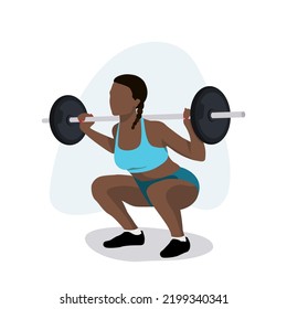 Squats Weight Woman Lifts Big Barbell Stock Vector (Royalty Free ...