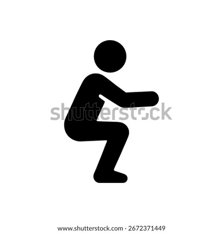 Squatting Exercise Pose Icon Isolated On White Background