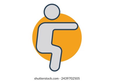 squatting icon. body movements in gymnastics. icon related to sport, gym. flat line icon style. element illustration.