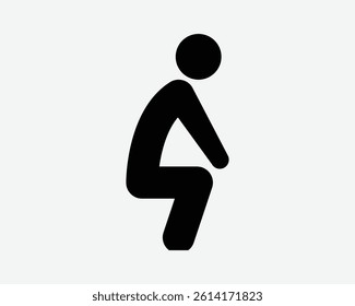 Squatting Stick Figure Icon Person Squat Pose Posture Stickman Man Sitting Sit Rest Stretch Health Fitness Human Shape Black White Vector Sign Symbol
