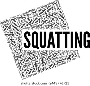 Squatting word cloud conceptual design isolated on white background.