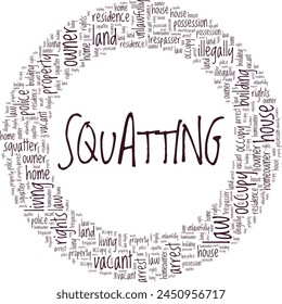 Squatting word cloud conceptual design isolated on white background.