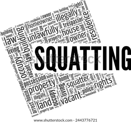 Squatting word cloud conceptual design isolated on white background.