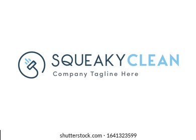 Squeaky Clean - Premium, Modern Trendy, Bold Script Font Cleaning Company Graphic Brand Identity Minimal Vacuum Cleaner Badge Line Icon