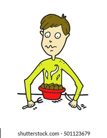 Squeamish and fastidious foodie lost his appetite, looking at spoiled, undercooked, smelly food. He suspects that there is something wrong with his dinner, and the reason is a bad cook or a bad recipe