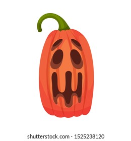 Squeamishness on a jack lantern. Vector illustration.