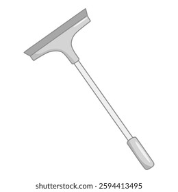 Squeegee cleaning tool with long handle for window washing, doodle style vector illustration