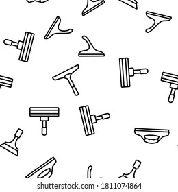 Squeegee For Cleaning Window Vector Seamless Pattern Thin Line Illustration