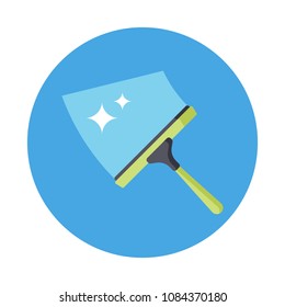 Squeegee flat icon isolated on blue background. Simple wiper for cleaning windows sign symbol in flat style. Window Cleaning Vector illustration for web and mobile design.