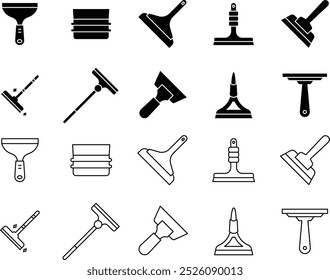 squeegee icon set outline and glyph styles