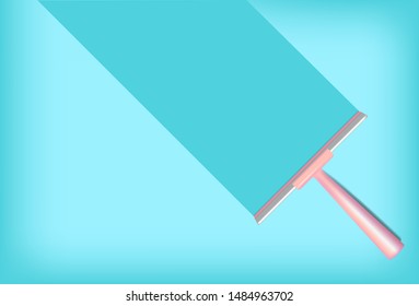 Squeegee Mock up Realistic Cleaning Object. For Household Wiper Thing Vector Pastel Colorful Background