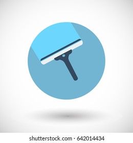 Squeegee, Window scraper icon, Flat design of cleaning symbol with round shadow, vector illustration