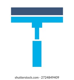 Squeegee wiper icon blue flat vector design cleaning tool symbol glass window wash equipment graphic element sign