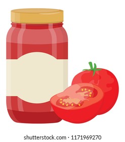 
Squeezable bottle inside red sauce depicting catsup 
