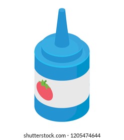 
Squeezable silicone bottle of tomato sauce 
