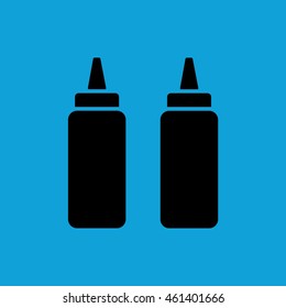 Squeeze bottle icon. Blue background