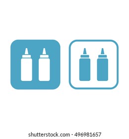 Squeeze bottle icon vector illustration. White and blue