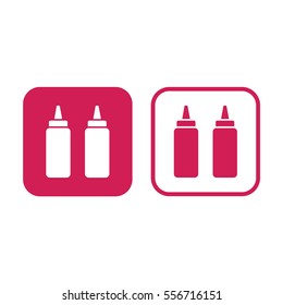 Squeeze bottle icon vector illustration. Pink and white