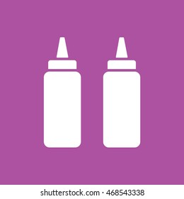 Squeeze bottle icon vector. Purple background