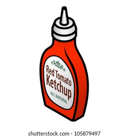 A squeeze bottle of tomato ketchup.