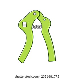 squeeze expander hand cartoon. rubber fitness, exercise pink, sport gum squeeze expander hand sign. isolated symbol vector illustration