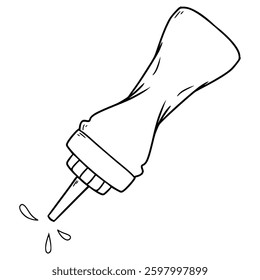 squeeze ketchup bottle illustration hand drawn outline vector