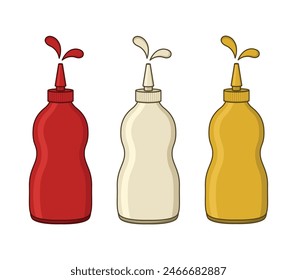 Squeeze sauce. ketchup mayonnaise mustard vector design