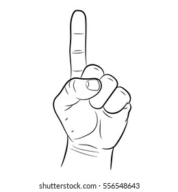 squeezed the hand with a raised index finger on white background of vector illustrations