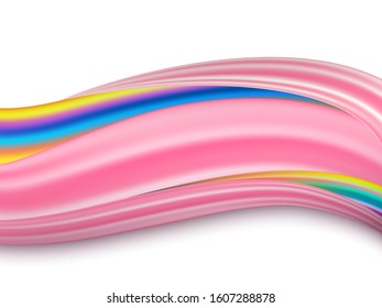 Squeezed out toothpaste or cream smear, multicolored smooth creamy texture isolated on white background, vector illustration for cosmetic or culinary design
