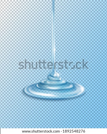 Squeezed Transparent Gel drips off shape. Form of dishwashing and cleaning gel on a transparent background. Realistic vector