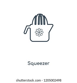 Squeezer concept line icon. Linear Squeezer concept outline symbol design. This simple element illustration can be used for web and mobile UI/UX.