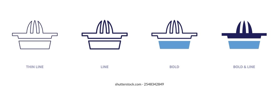 Squeezer icon in 4 different styles. Thin Line, Line, Bold, and Bold Line. Duotone style. Editable stroke.