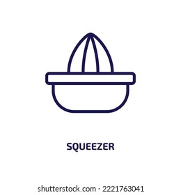 squeezer icon from kitchen collection. Thin linear squeezer, juicer, utensil outline icon isolated on white background. Line vector squeezer sign, symbol for web and mobile